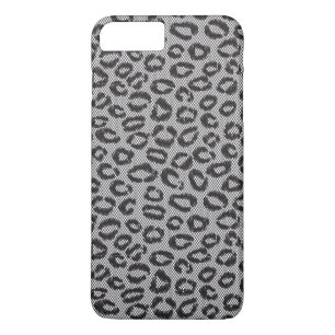 Schwarze Nettospitze mit Leopardmuster auf Weiß Case-Mate iPhone Hülle