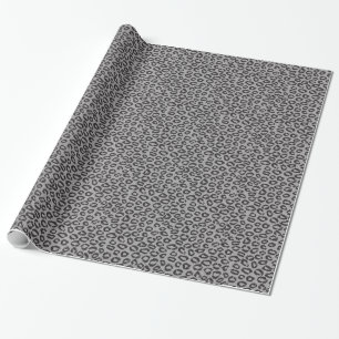Schwarze Nettospitze mit Leopardmuster auf Weiß Geschenkpapier