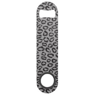Schwarze Nettospitze mit Leopardmuster auf Weiß Speedflaschenöffner
