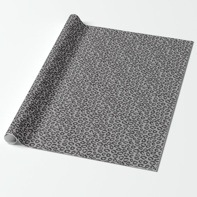 Schwarze Netzspitze mit Leopardenmuster auf weißem Geschenkpapier (Ungerollt)