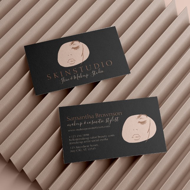 Schwarze neutrale Ästhetik Feminine Gesichtshaut S Visitenkarte (Black Neutral Aesthetic Feminine Face Beauty Skin Business Card)