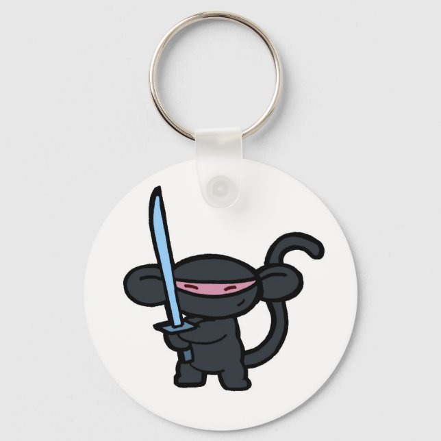 Schwarze Ninja mit Schwert - keine Worte Schlüsselanhänger (Vorderseite)