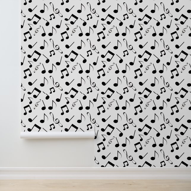 Schwarze Noten Design Tapete (Anwendung)
