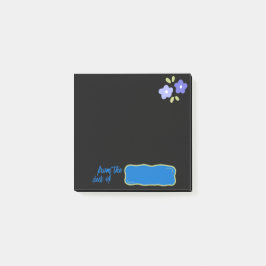 Schwarze Notizen mit violetten Blumen
