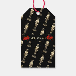 Schwarze Nussknacker Soldat Poinsettie Geschenkanh Geschenkanhänger