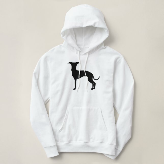 Schwarze (oder Ihre Farbe) italienische Greyhound- Hoodie (Design vorne)