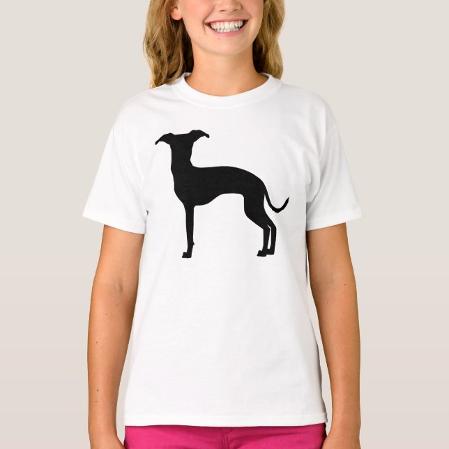 Schwarze (oder Ihre Farbe) italienische Greyhound- T-Shirt (Vorderseite)