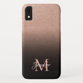Schwarze Ombre Rose Gold Foil Texture Foto Monogra Case-Mate iPhone 14 Pro Max Hülle