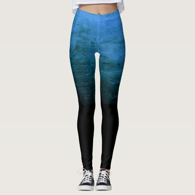 Schwarze Ombré-Struktur - Blau Leggings (Vorderseite)