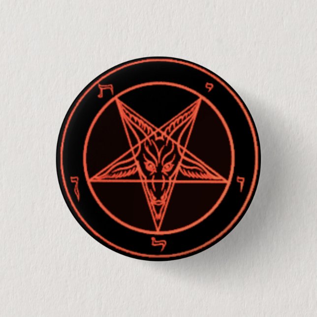 Schwarze/orange Baphomet Buttone Button (Vorderseite)