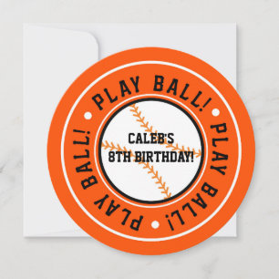 Schwarze & Orange Baseball SPIELBALL-Party-Einladu Einladung