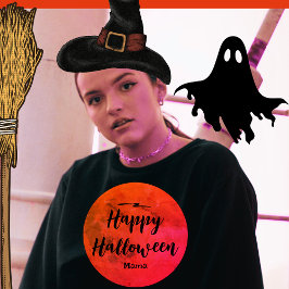 Schwarze Orange Dunkle Typografie Vollmond Hallowe T-Shirt