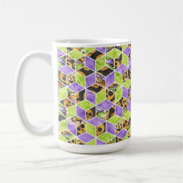 SCHWARZE ORANGE GRÜNE LILA HALLOWEEN KUBEN KAFFEETASSE