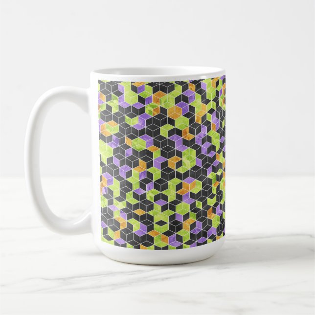 SCHWARZE ORANGE GRÜNE LILA HALLOWEEN KUBEN KAFFEETASSE (Links)