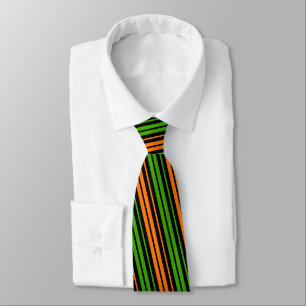 Schwarze Orange Grüne Vertikale Streifen Design Krawatte