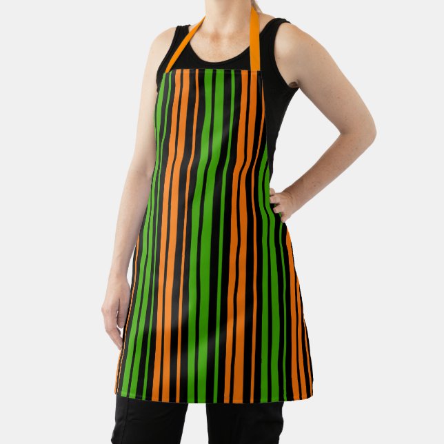 Schwarze Orange Grüne Vertikale Streifen Design   Schürze (InSitu)