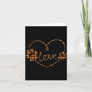 Schwarze Orange Karierte Hundepfote Herz Liebe Hal Karte