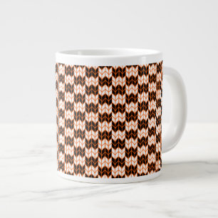 SCHWARZE ORANGE KARO Große weiße Tasse