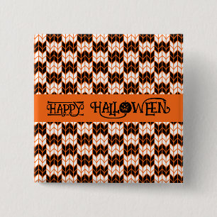 SCHWARZE ORANGE KARO STRICK Button Schaltfläche II