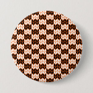 SCHWARZE ORANGE KARO STRICK Runder Button Button