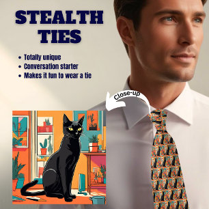 Schwarze Orange Katze Stealth Krawatte