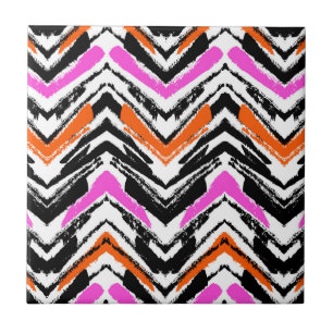 Schwarze, orange und rosa Hand gezeichnetes Fliese