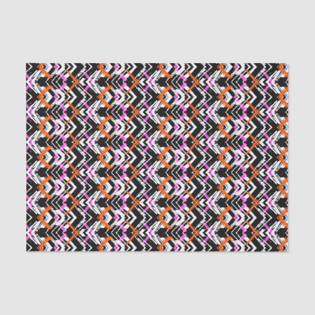 Schwarze, orange und rosa Hand gezeichnetes Seidenpapier (Vorderseite)