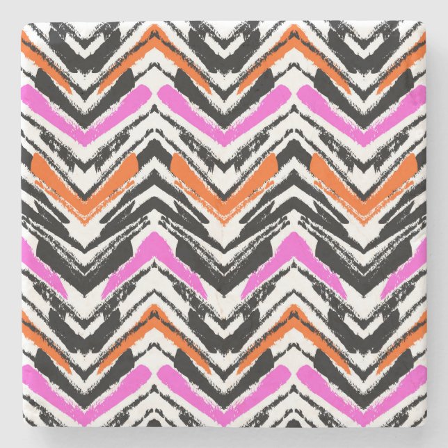 Schwarze, orange und rosa Hand gezeichnetes Steinuntersetzer (Vorderseite)
