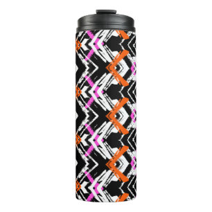 Schwarze, orange und rosa Hand gezeichnetes Thermosbecher