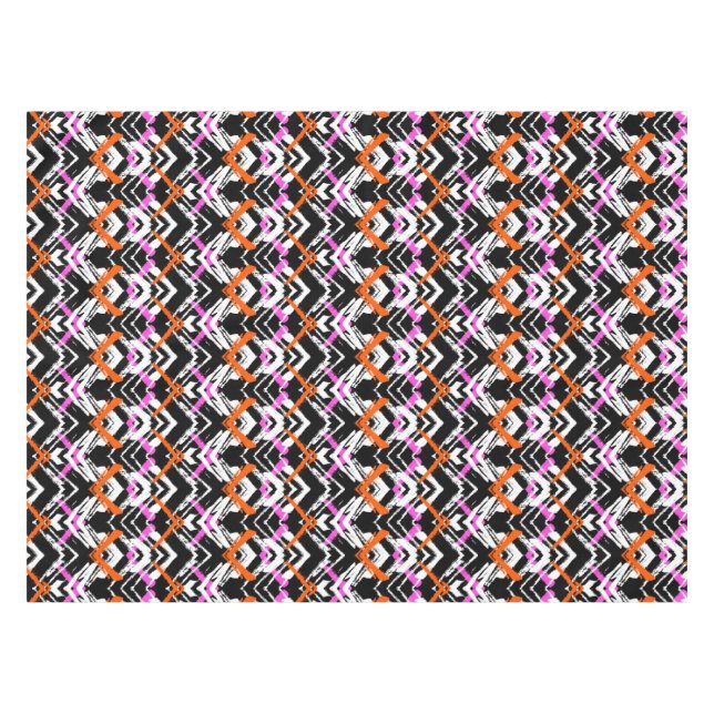Schwarze, orange und rosa Hand gezeichnetes Tischdecke (Vorderseite (Horizontal))
