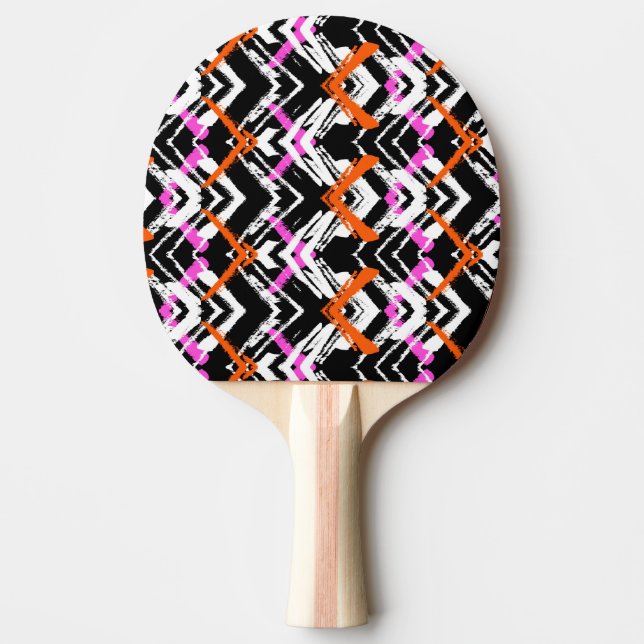 Schwarze, orange und rosa Hand gezeichnetes Tischtennis Schläger (Vorderseite)