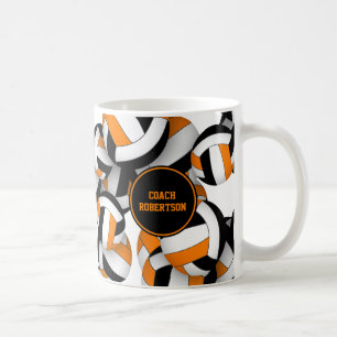 Schwarze orange Volleyball-Mannschaftsfarben Train Kaffeetasse
