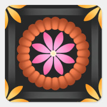 Schwarze orangefarbene pinkfeste Blumenmandala