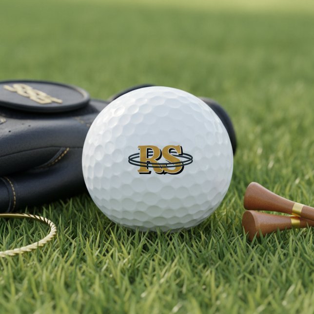 Schwarze Orbit-Monogramm-Initialen in jeder Farbe  Golfball (Von Creator hochgeladen)