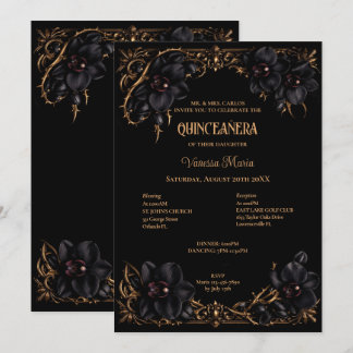 Schwarze Orchideen Gothic Halloween Quinceanera Ei Einladung