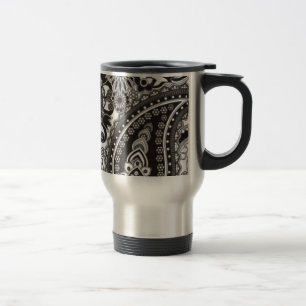Schwarze Paisley-Reise-Tasse Reisebecher