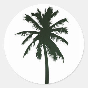 Schwarze Palmbaum-Aufkleber Runder Aufkleber
