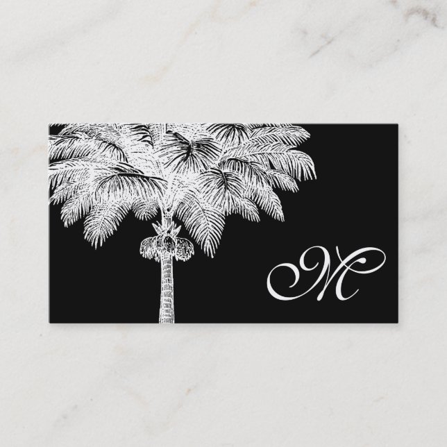 Schwarze Palme-mit Monogramm Geschäfts-Karten Visitenkarte (Vorderseite)