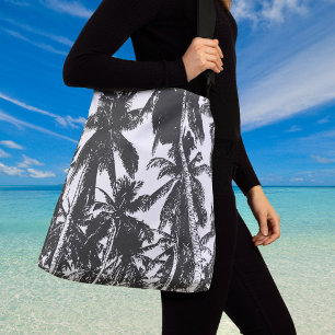 Schwarze Palmen Große Crossbody-Tasche Tragetaschen Mit Langen Trägern