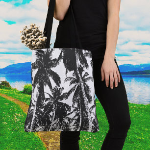 Schwarze Palmen große Schultertasche Tasche