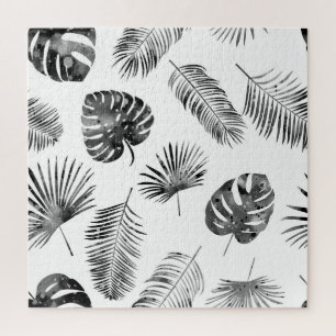 Schwarze Palmwedel: nahtloses Vintage-Muster.