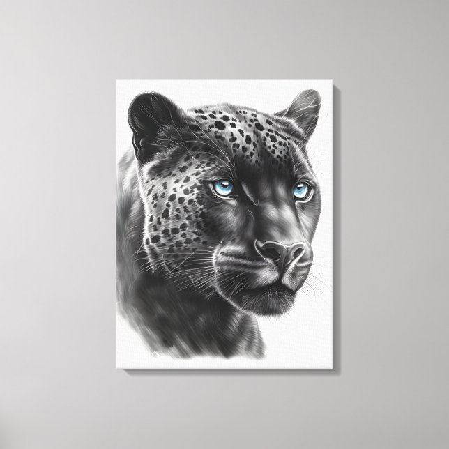 Schwarze Panther-Illustration - Bleistift Zeichnen Leinwanddruck (Vorderseite)