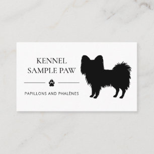 Schwarze Papillon-Silhouette-Hundezwinger oder -Zü Visitenkarte