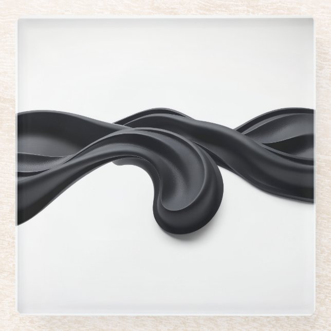Schwarze Pastellfarbe Glasuntersetzer (Vorderseite)