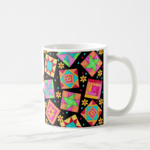 Schwarze Patchwork-Steppdecken-Block-Tasse Kaffeetasse