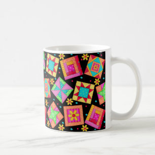 Schwarze Patchwork-Steppdecken-Entwurfs-Tasse Kaffeetasse