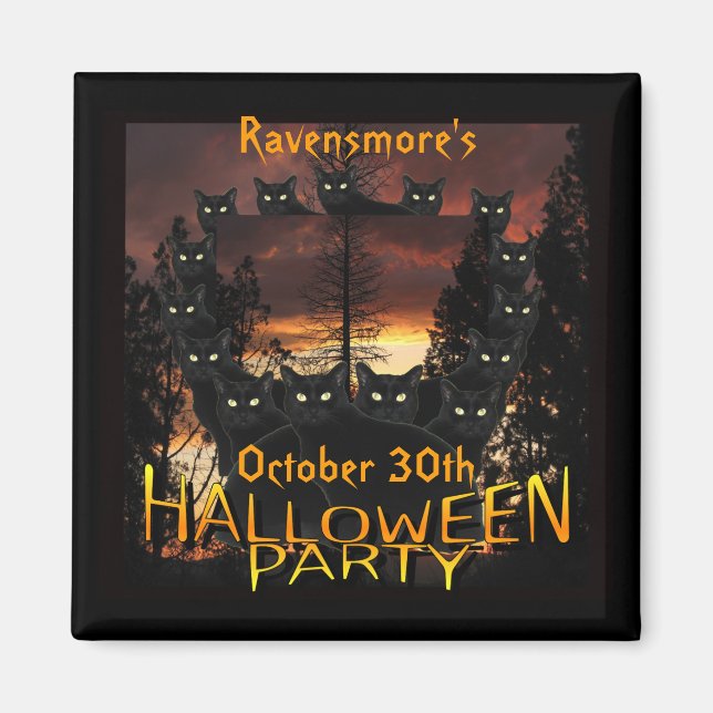 Schwarze Patrouillenkatzen Halloween-Party Magnete Magnet (Vorne)
