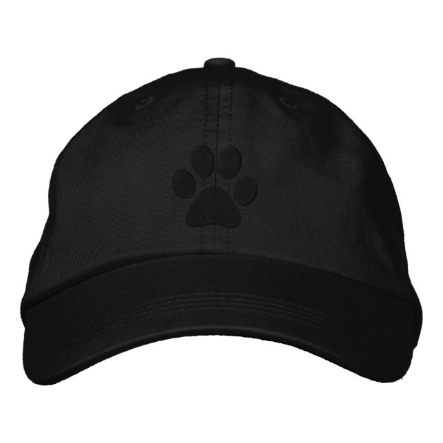 Schwarze Paw Bestickte Baseballkappe (Vorderseite)
