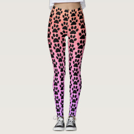 Schwarze Paw Drucke Rose Gold Pink Glittery Ombre Leggings