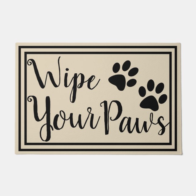 Schwarze Paw druckt die Paws abwischen Fußmatte (Vorderseite)